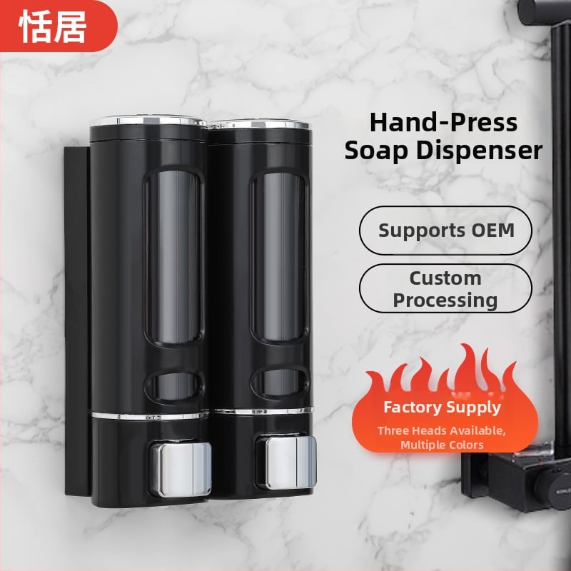 Δοσομετρητής σαπουνιού με τρία ακροφύσια, τοίχου, χειροκίνητη αντλία, ABS, ηλεκτροπλατιωμένη επίστρωση