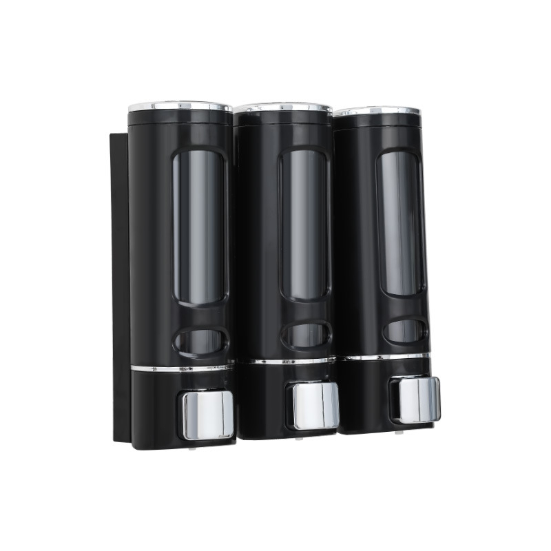 Δοσομετρητής σαπουνιού με τρία ακροφύσια, τοίχου, χειροκίνητη αντλία, ABS, ηλεκτροπλατιωμένη επίστρωση