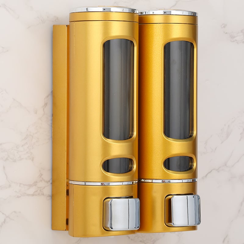 Δοσομετρητής σαπουνιού με τρία ακροφύσια, τοίχου, χειροκίνητη αντλία, ABS, ηλεκτροπλατιωμένη επίστρωση