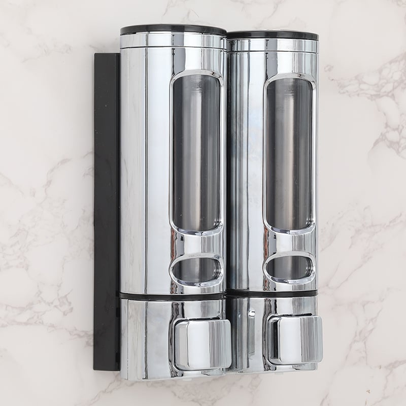 Δοσομετρητής σαπουνιού με τρία ακροφύσια, τοίχου, χειροκίνητη αντλία, ABS, ηλεκτροπλατιωμένη επίστρωση