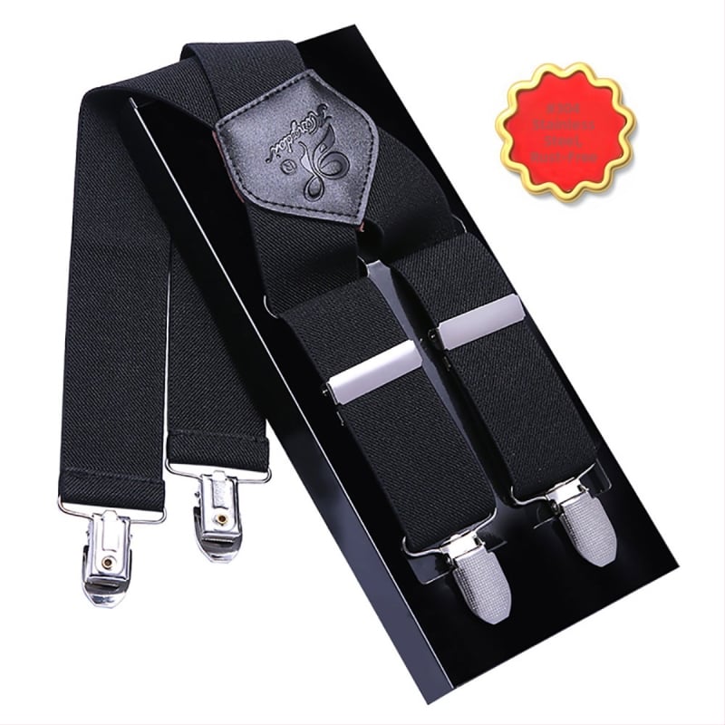 Bretele elastice pentru bărbați – 4 clipsuri, cruce în spate, lungime reglabilă, lățime 3,5 cm, lungime 110 cm