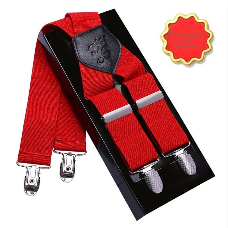 Bretele elastice pentru bărbați – 4 clipsuri, cruce în spate, lungime reglabilă, lățime 3,5 cm, lungime 110 cm