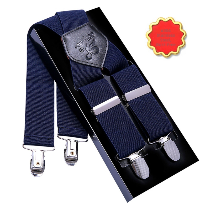 Bretele elastice pentru bărbați – 4 clipsuri, cruce în spate, lungime reglabilă, lățime 3,5 cm, lungime 110 cm