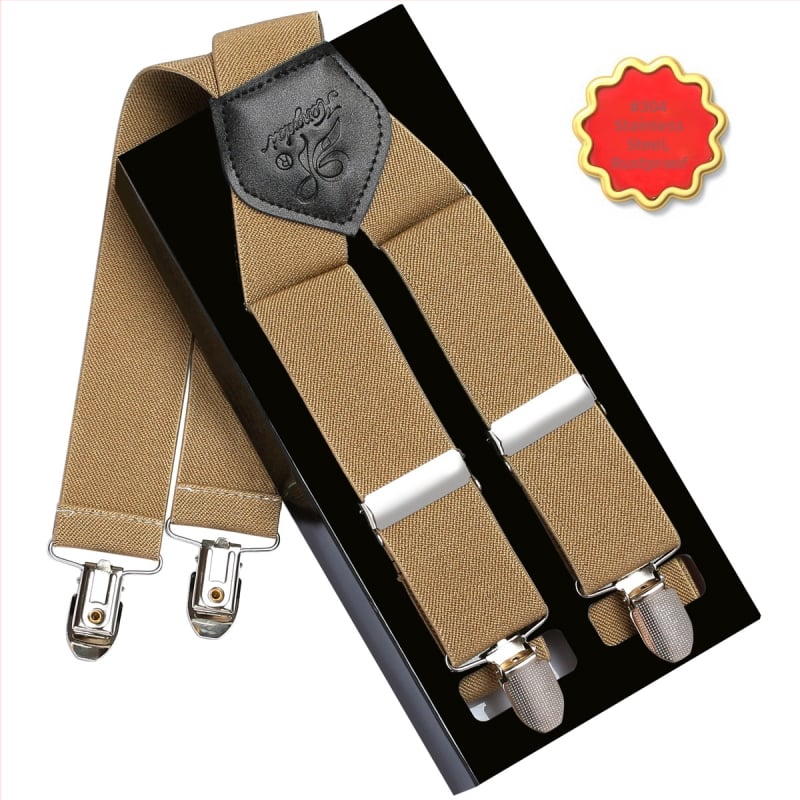 Bretele elastice pentru bărbați – 4 clipsuri, cruce în spate, lungime reglabilă, lățime 3,5 cm, lungime 110 cm