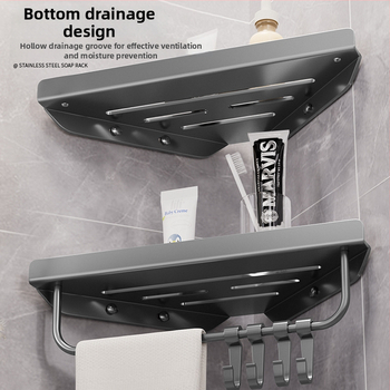 Hongtu poliță de colț pentru baie, montaj pe perete, fără găuri, din oțel-carbon, un etaj, sarcină 5–10 kg, modele 500200001/500200002