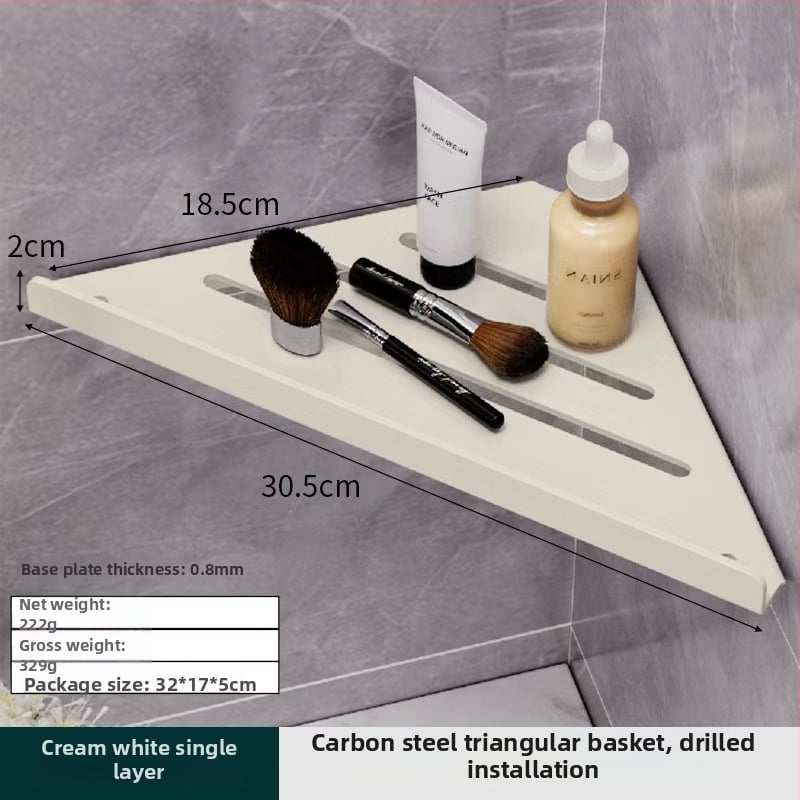 Hongtu poliță de colț pentru baie, montaj pe perete, fără găuri, din oțel-carbon, un etaj, sarcină 5–10 kg, modele 500200001/500200002