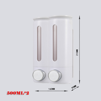 Διπλός τοίχος-διανομέας υγρών, ABS, 500 ml × 2, χειροκίνητη λειτουργία, εγκατάσταση χωρίς τρύπημα