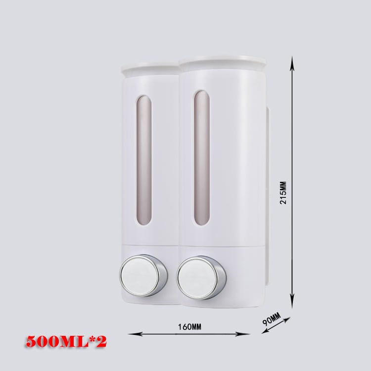 Διπλός τοίχος-διανομέας υγρών, ABS, 500 ml × 2, χειροκίνητη λειτουργία, εγκατάσταση χωρίς τρύπημα