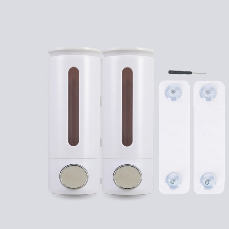 Διπλός τοίχος-διανομέας υγρών, ABS, 500 ml × 2, χειροκίνητη λειτουργία, εγκατάσταση χωρίς τρύπημα