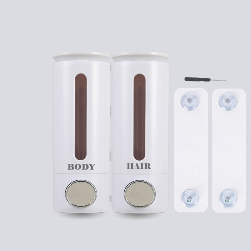 Διπλός τοίχος-διανομέας υγρών, ABS, 500 ml × 2, χειροκίνητη λειτουργία, εγκατάσταση χωρίς τρύπημα