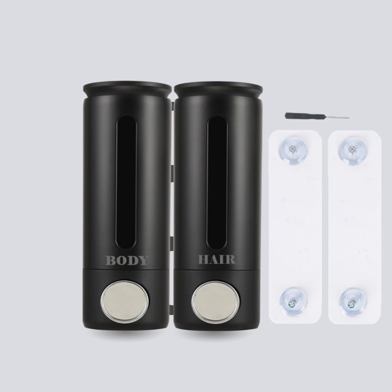 Διπλός τοίχος-διανομέας υγρών, ABS, 500 ml × 2, χειροκίνητη λειτουργία, εγκατάσταση χωρίς τρύπημα