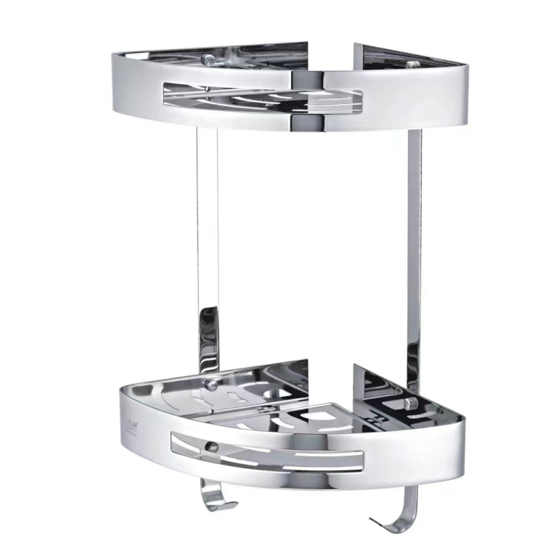 Raft de colț montat pe perete pentru baie, oțel inoxidabil, sarcină 30 kg, model A01, finisaj oglindă lucios