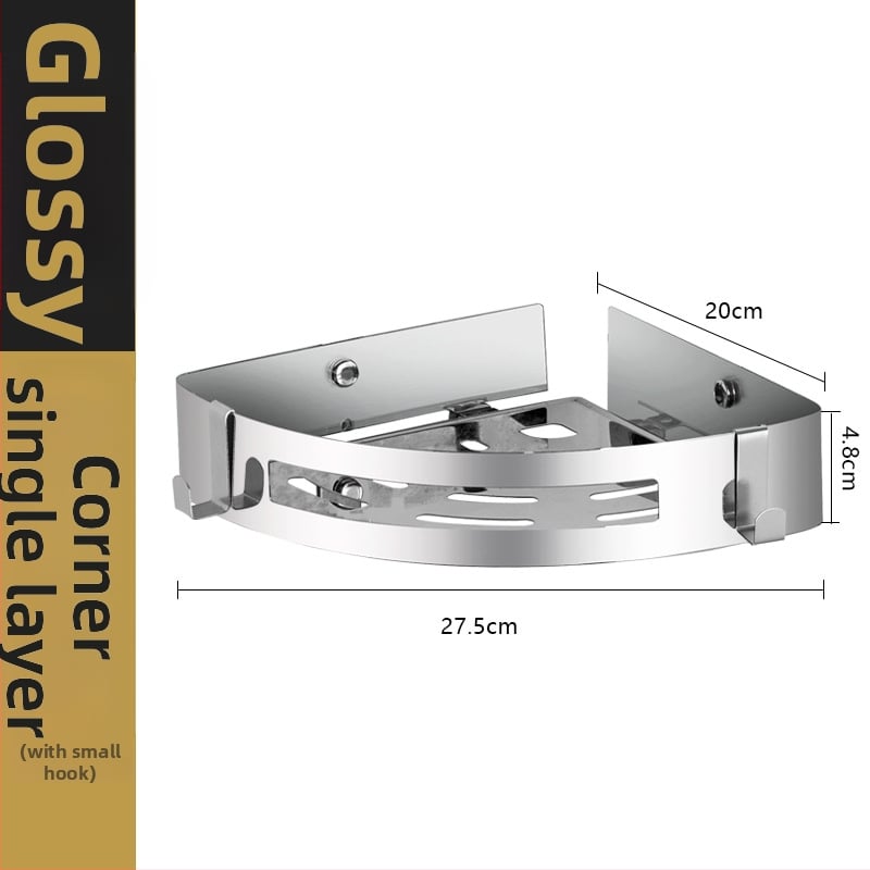 Raft de colț montat pe perete pentru baie, oțel inoxidabil, sarcină 30 kg, model A01, finisaj oglindă lucios