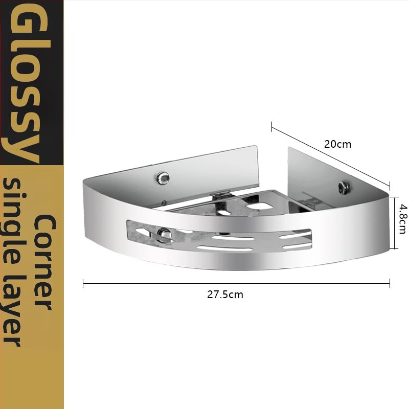 Raft de colț montat pe perete pentru baie, oțel inoxidabil, sarcină 30 kg, model A01, finisaj oglindă lucios