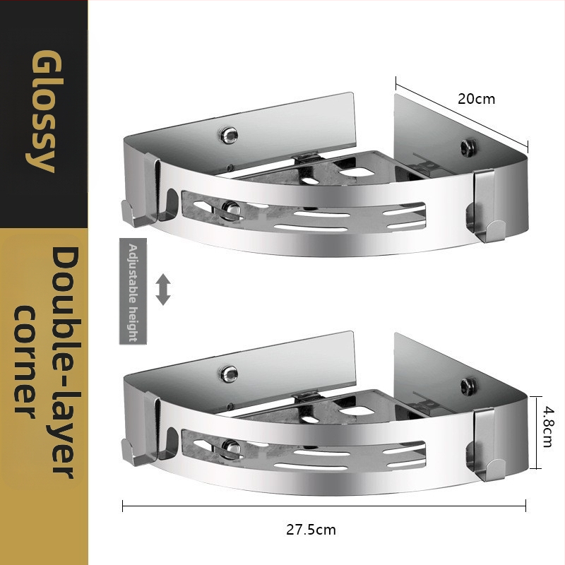Raft de colț montat pe perete pentru baie, oțel inoxidabil, sarcină 30 kg, model A01, finisaj oglindă lucios