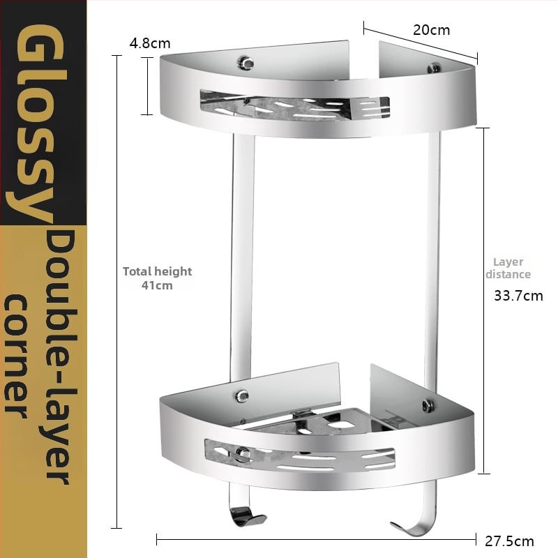 Raft de colț montat pe perete pentru baie, oțel inoxidabil, sarcină 30 kg, model A01, finisaj oglindă lucios
