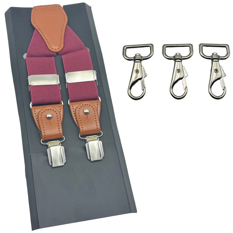 Bretele pentru bărbați reglabile, design cu 3 clipsuri, bandă din poliester elastic