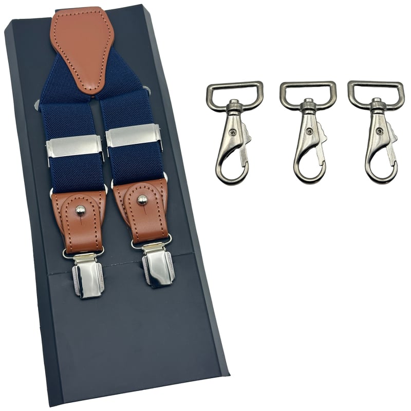 Bretele pentru bărbați reglabile, design cu 3 clipsuri, bandă din poliester elastic