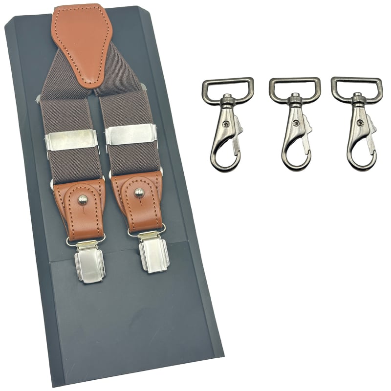 Bretele pentru bărbați reglabile, design cu 3 clipsuri, bandă din poliester elastic