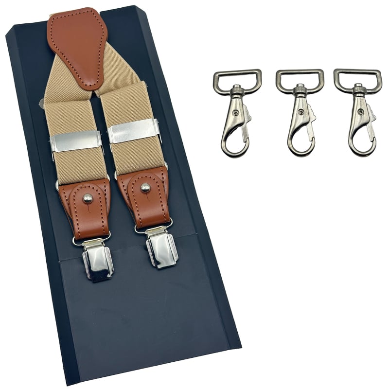 Bretele pentru bărbați reglabile, design cu 3 clipsuri, bandă din poliester elastic