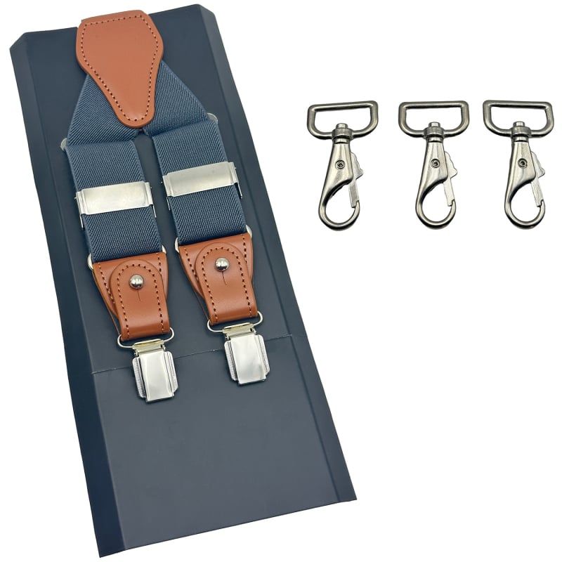 Bretele pentru bărbați reglabile, design cu 3 clipsuri, bandă din poliester elastic