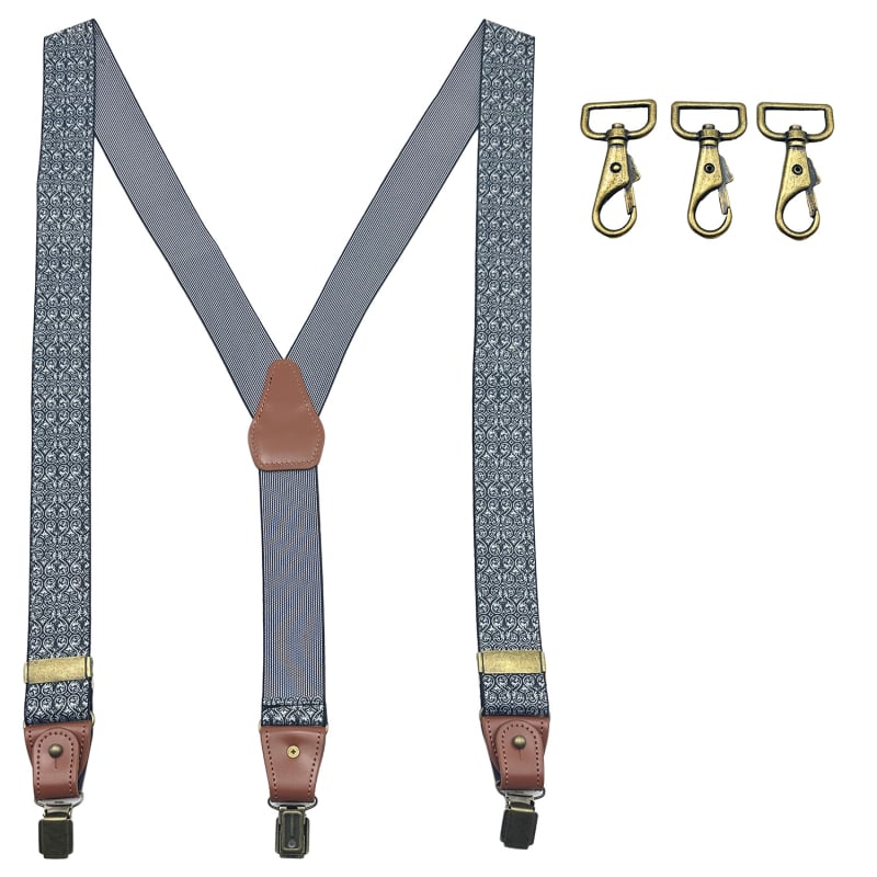 Bretele pentru bărbați reglabile, design cu 3 clipsuri, bandă din poliester elastic