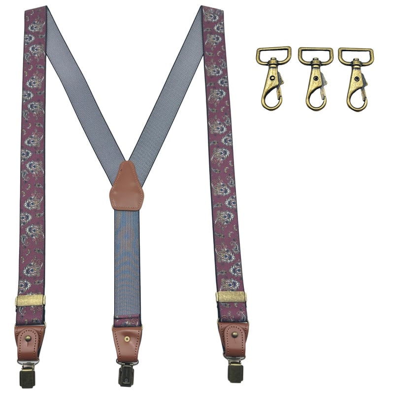 Bretele pentru bărbați reglabile, design cu 3 clipsuri, bandă din poliester elastic