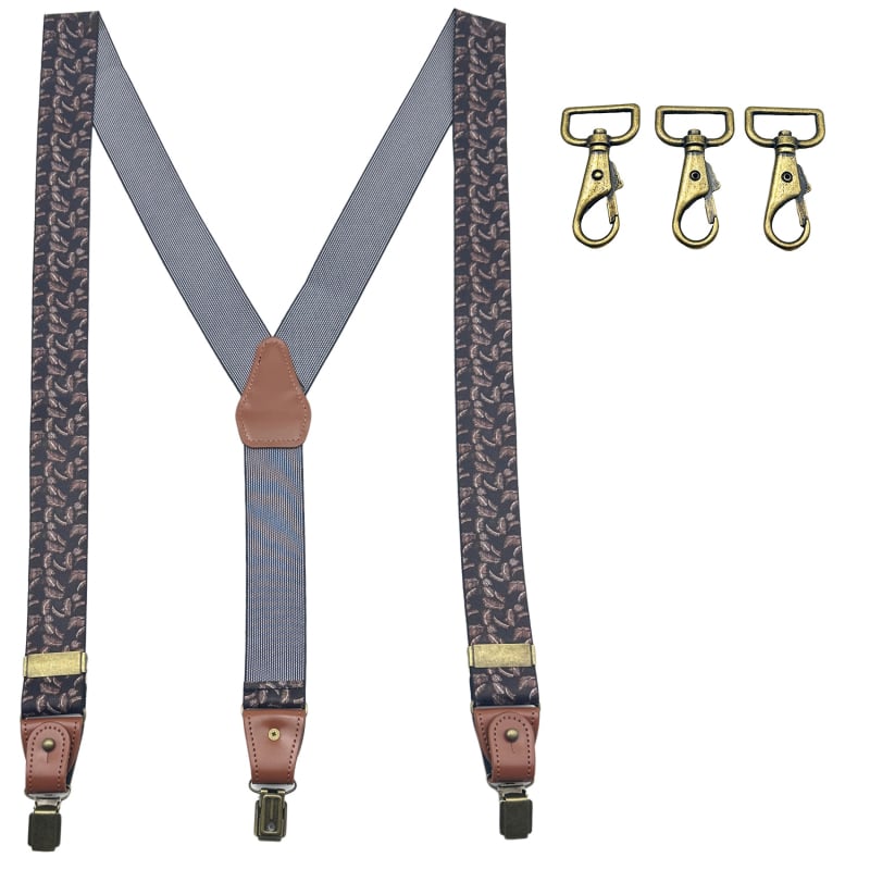 Bretele pentru bărbați reglabile, design cu 3 clipsuri, bandă din poliester elastic