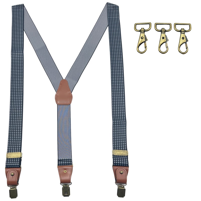 Bretele pentru bărbați reglabile, design cu 3 clipsuri, bandă din poliester elastic