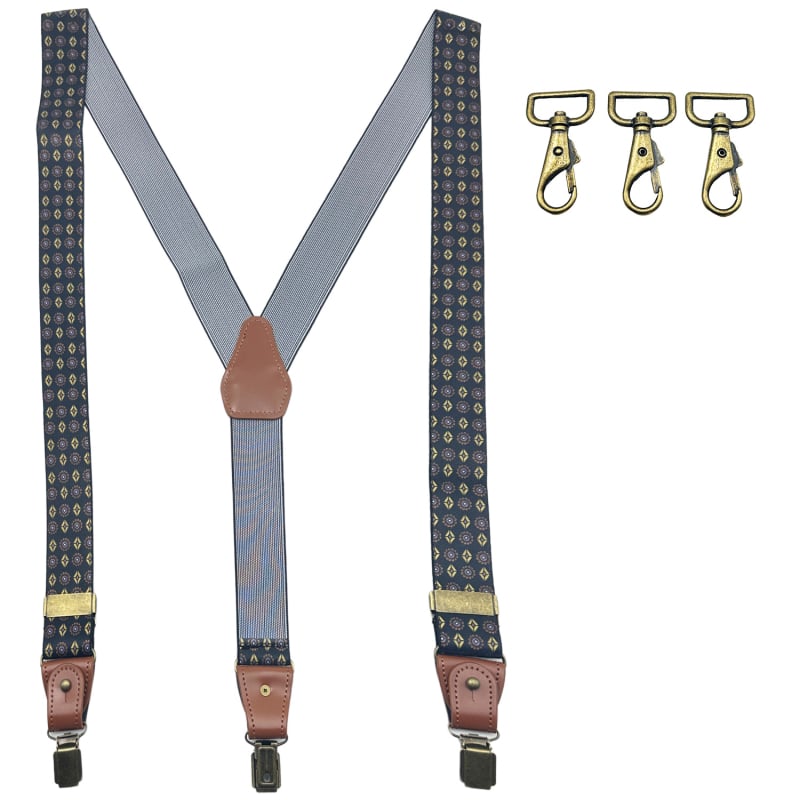 Bretele pentru bărbați reglabile, design cu 3 clipsuri, bandă din poliester elastic