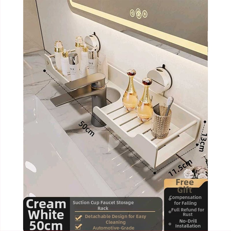 Raft de baie montat pe perete pentru chiuvetă, fără găuri, oțel carbon, 1 nivel, stil modern minimalist, capacitate 10 kg