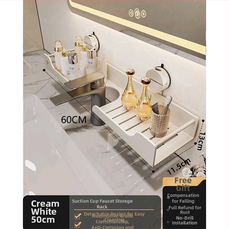 Raft de baie montat pe perete pentru chiuvetă, fără găuri, oțel carbon, 1 nivel, stil modern minimalist, capacitate 10 kg