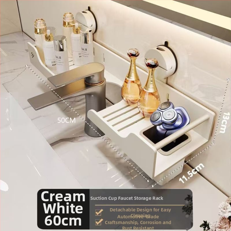 Raft de baie montat pe perete pentru chiuvetă, fără găuri, oțel carbon, 1 nivel, stil modern minimalist, capacitate 10 kg