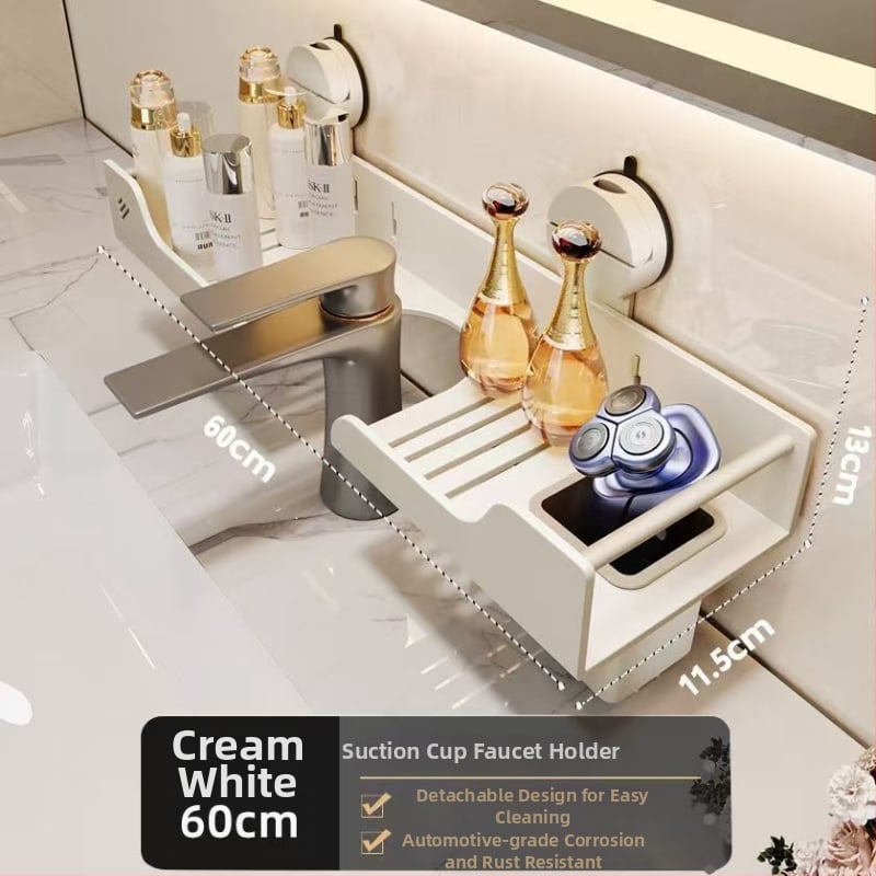 Raft de baie montat pe perete pentru chiuvetă, fără găuri, oțel carbon, 1 nivel, stil modern minimalist, capacitate 10 kg