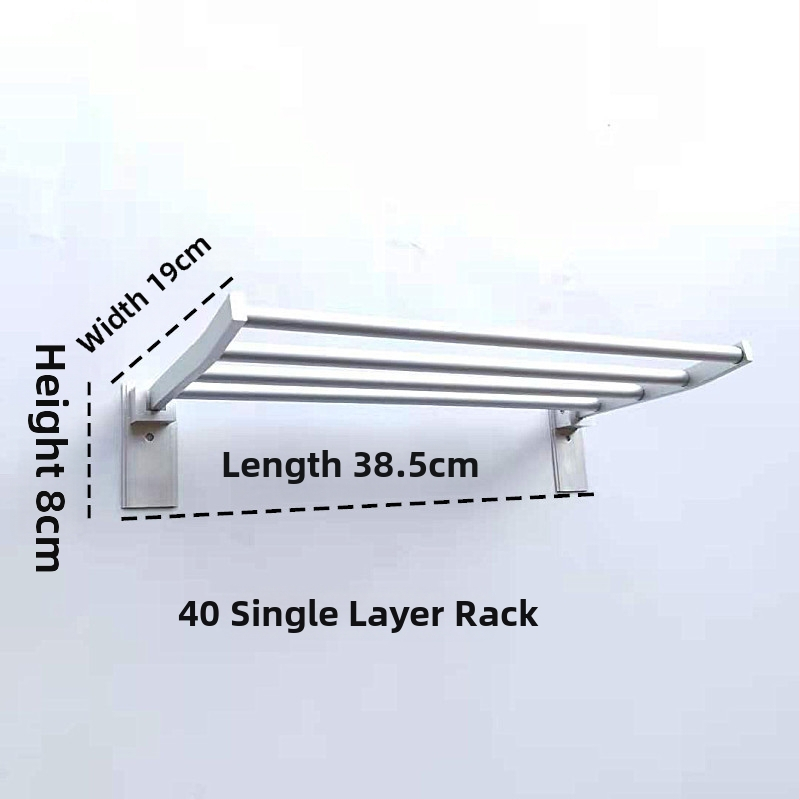 Zložený dvojúrovňový držiak na uteráky z hliníkovej zliatiny, eloxovaný povrch, nosnosť 15 kg, moderný minimalistický štýl