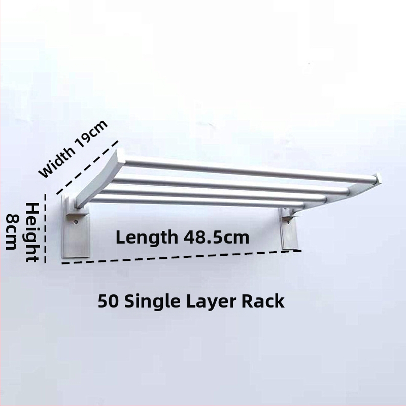Zložený dvojúrovňový držiak na uteráky z hliníkovej zliatiny, eloxovaný povrch, nosnosť 15 kg, moderný minimalistický štýl