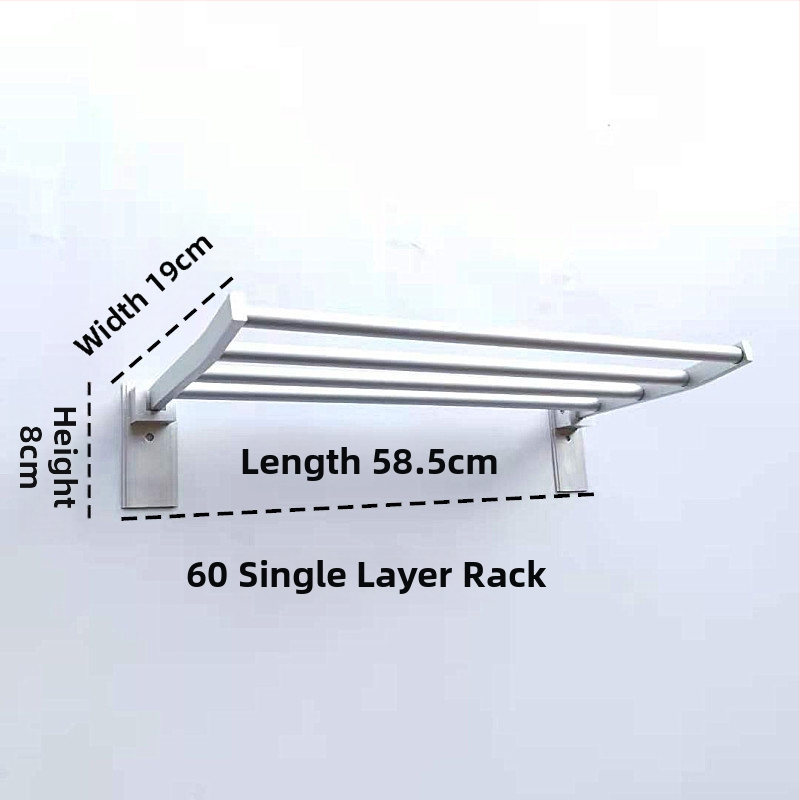 Zložený dvojúrovňový držiak na uteráky z hliníkovej zliatiny, eloxovaný povrch, nosnosť 15 kg, moderný minimalistický štýl