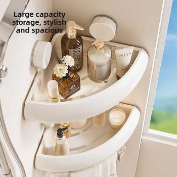 Raft triunghiular pentru baie, montaj pe perete cu ventuze, aluminiu Space, încărcare 1–5 kg