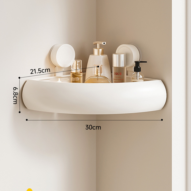 Raft triunghiular pentru baie, montaj pe perete cu ventuze, aluminiu Space, încărcare 1–5 kg