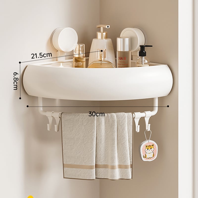 Raft triunghiular pentru baie, montaj pe perete cu ventuze, aluminiu Space, încărcare 1–5 kg