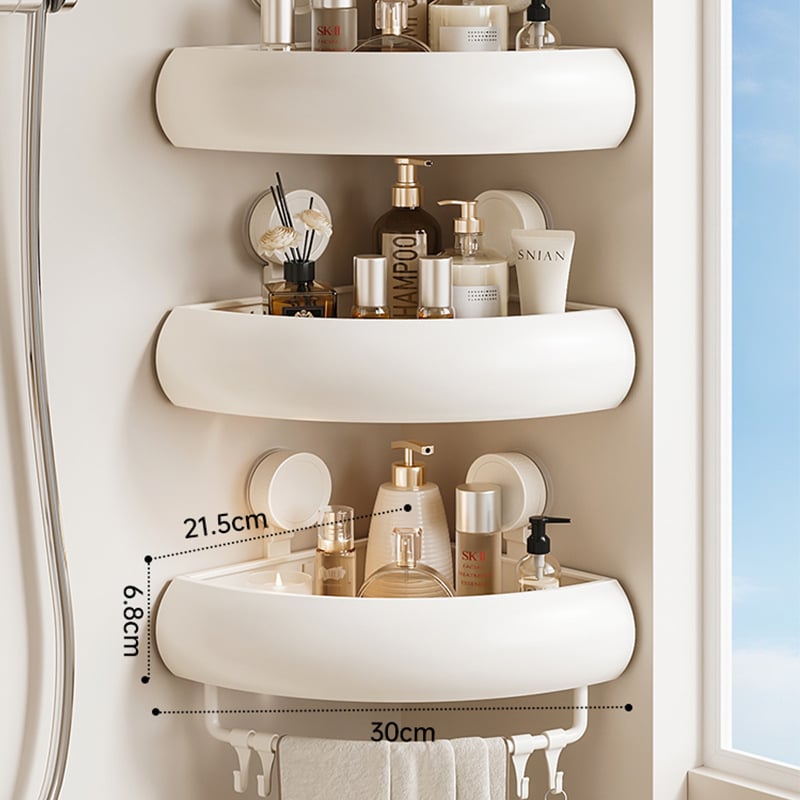 Raft triunghiular pentru baie, montaj pe perete cu ventuze, aluminiu Space, încărcare 1–5 kg