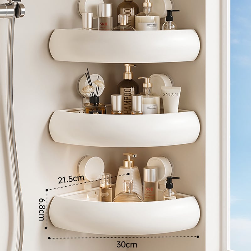 Raft triunghiular pentru baie, montaj pe perete cu ventuze, aluminiu Space, încărcare 1–5 kg