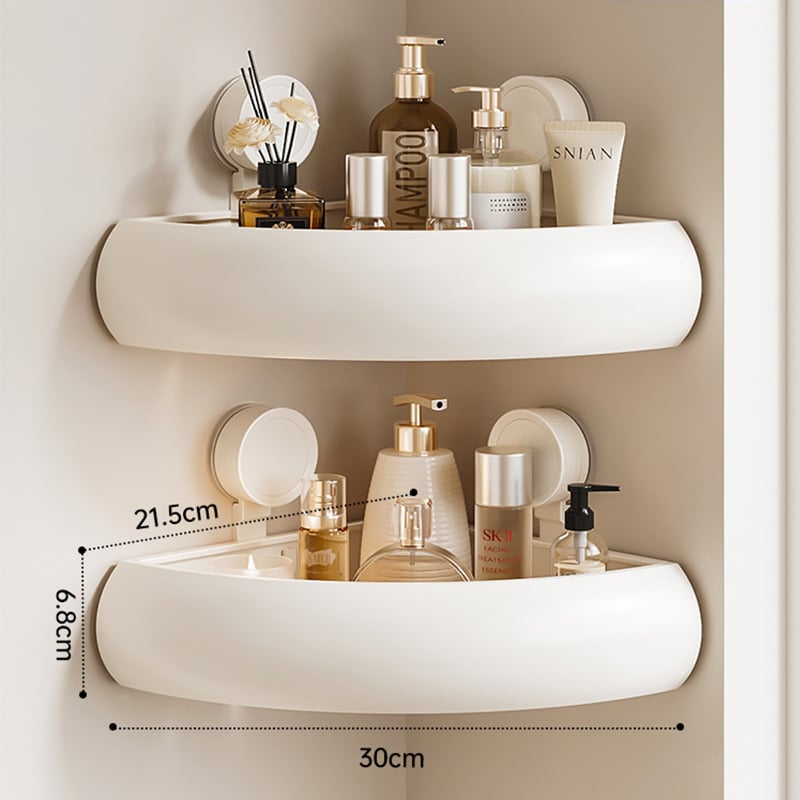 Raft triunghiular pentru baie, montaj pe perete cu ventuze, aluminiu Space, încărcare 1–5 kg