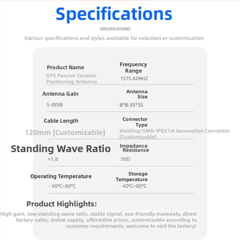 Modul GPS pentru navigație auto cu antenă ceramică încorporată, pasivă, cablu, SWR ≤ 1.8