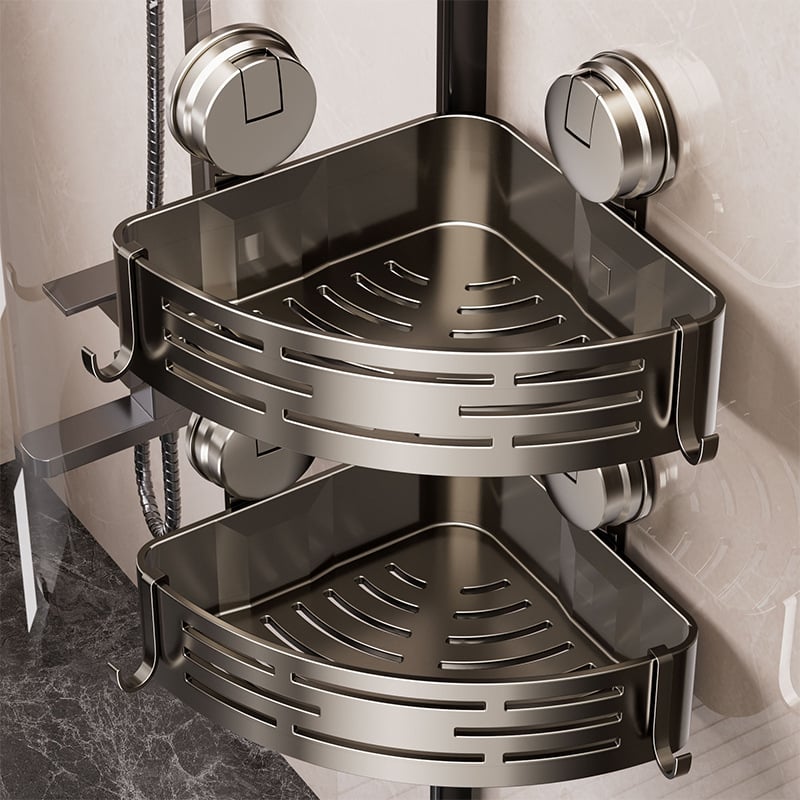 Raft de baie cu ventuză, montat pe perete, 3 etaje triunghiulare, ABS, stil Nordic, încărcătură 10–15 kg