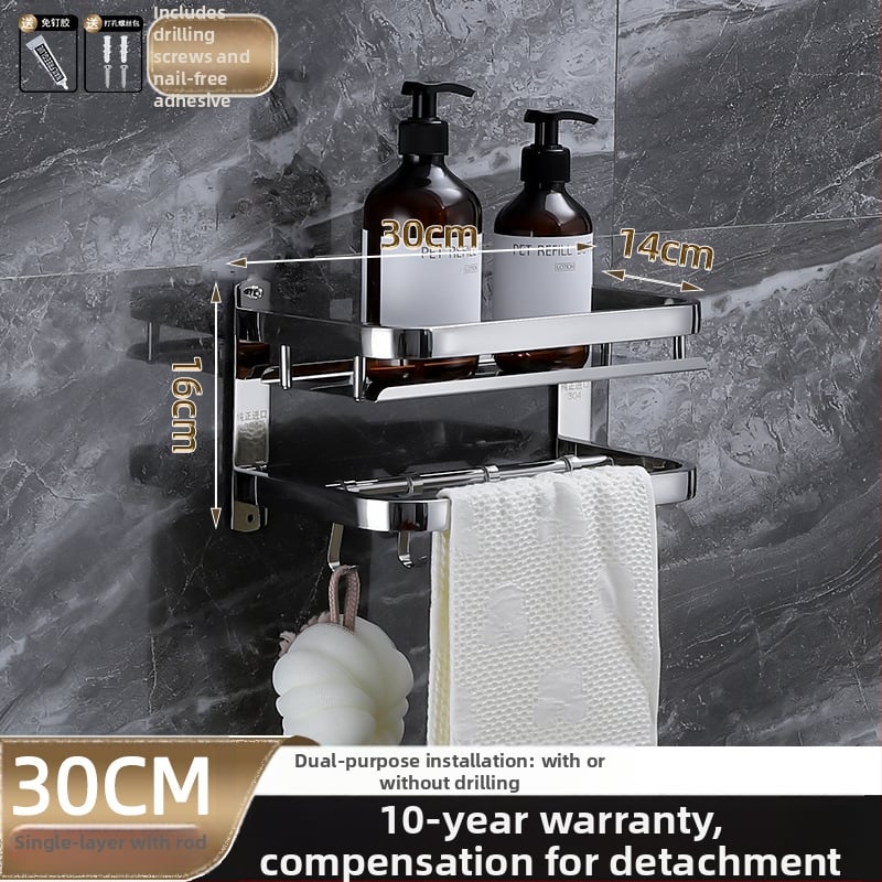 Raft de depozitare pentru baie, montat pe perete, oțel inoxidabil 304, suprafață polizată, stil lux ușor, suport pentru prosoape