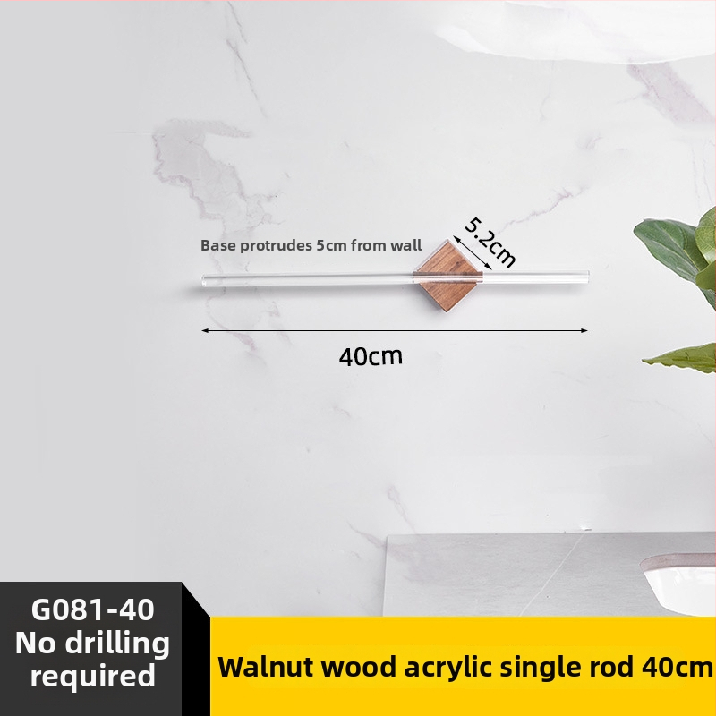 Μπάρα πετσέτας από ανοξείδωτο ατσάλι, γυαλισμένη επιφάνεια, εγκατάσταση χωρίς διάτρηση, χωρητικότητα 5 kg, με ένα ράβδο, Νέο κινεζικό στυλ