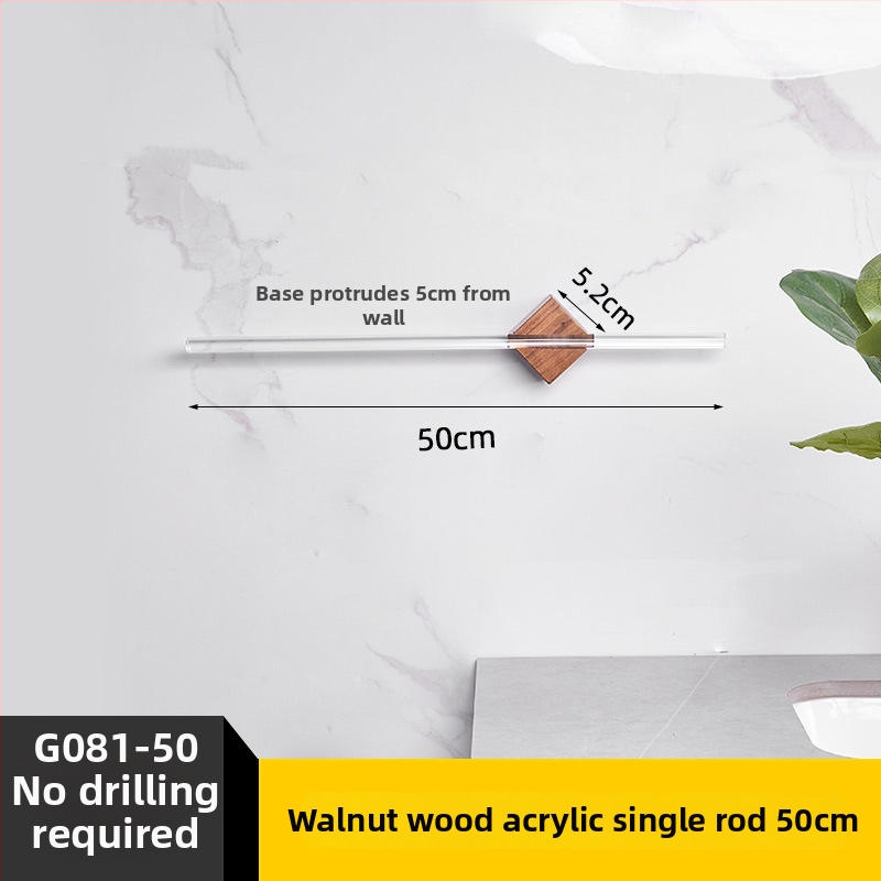 Μπάρα πετσέτας από ανοξείδωτο ατσάλι, γυαλισμένη επιφάνεια, εγκατάσταση χωρίς διάτρηση, χωρητικότητα 5 kg, με ένα ράβδο, Νέο κινεζικό στυλ