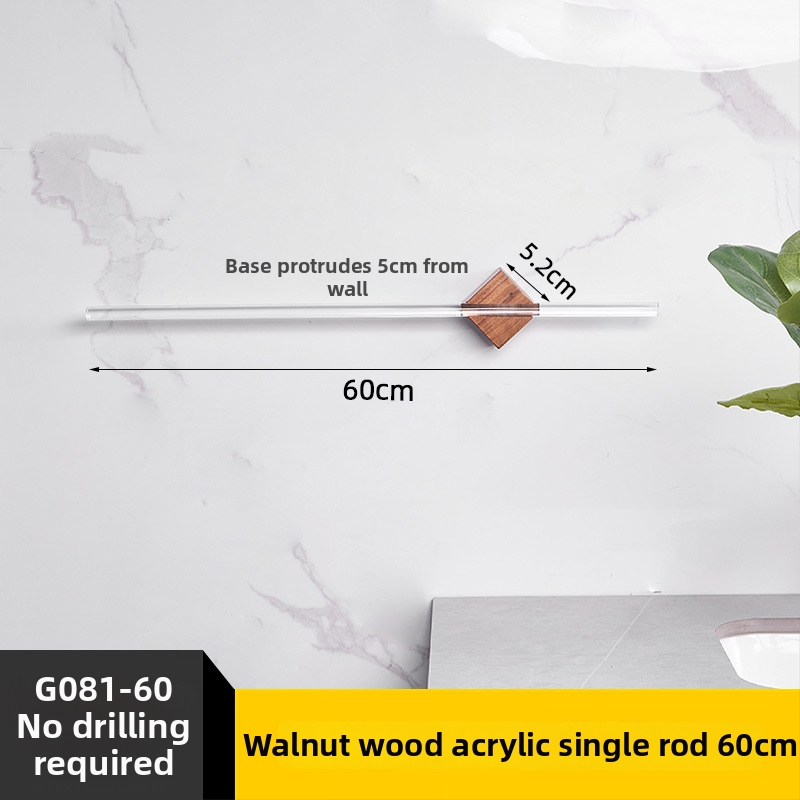 Μπάρα πετσέτας από ανοξείδωτο ατσάλι, γυαλισμένη επιφάνεια, εγκατάσταση χωρίς διάτρηση, χωρητικότητα 5 kg, με ένα ράβδο, Νέο κινεζικό στυλ