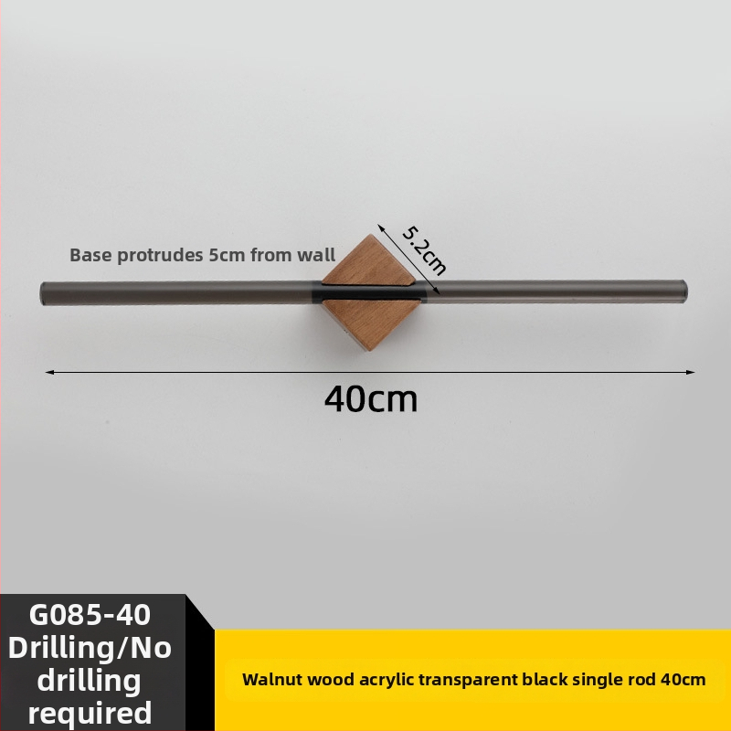 Μπάρα πετσέτας από ανοξείδωτο ατσάλι, γυαλισμένη επιφάνεια, εγκατάσταση χωρίς διάτρηση, χωρητικότητα 5 kg, με ένα ράβδο, Νέο κινεζικό στυλ